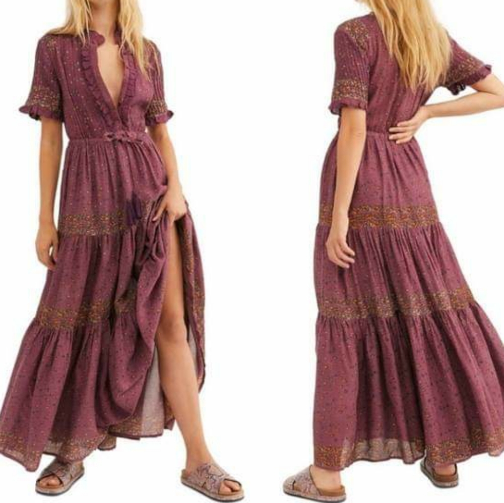 Rare Feelings Plum Free People Maxi Dress